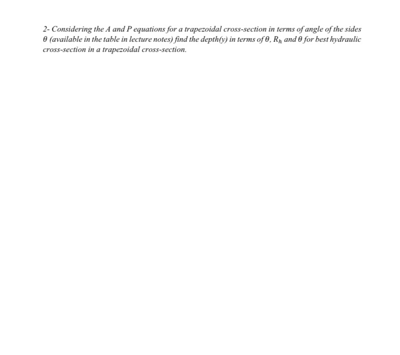 2 - Considering the A and P equations for a