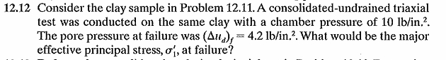 1 2 . 1 2 Consider the clay sample in Problem 1 2