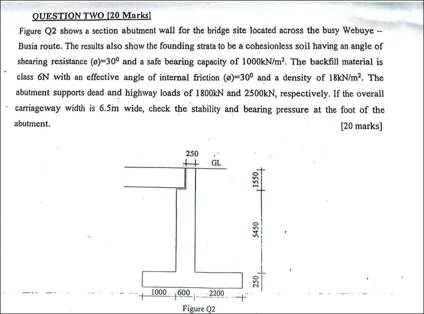 QUESTION TWO [ 2 0 Marks ] Figure Q 2 shows a