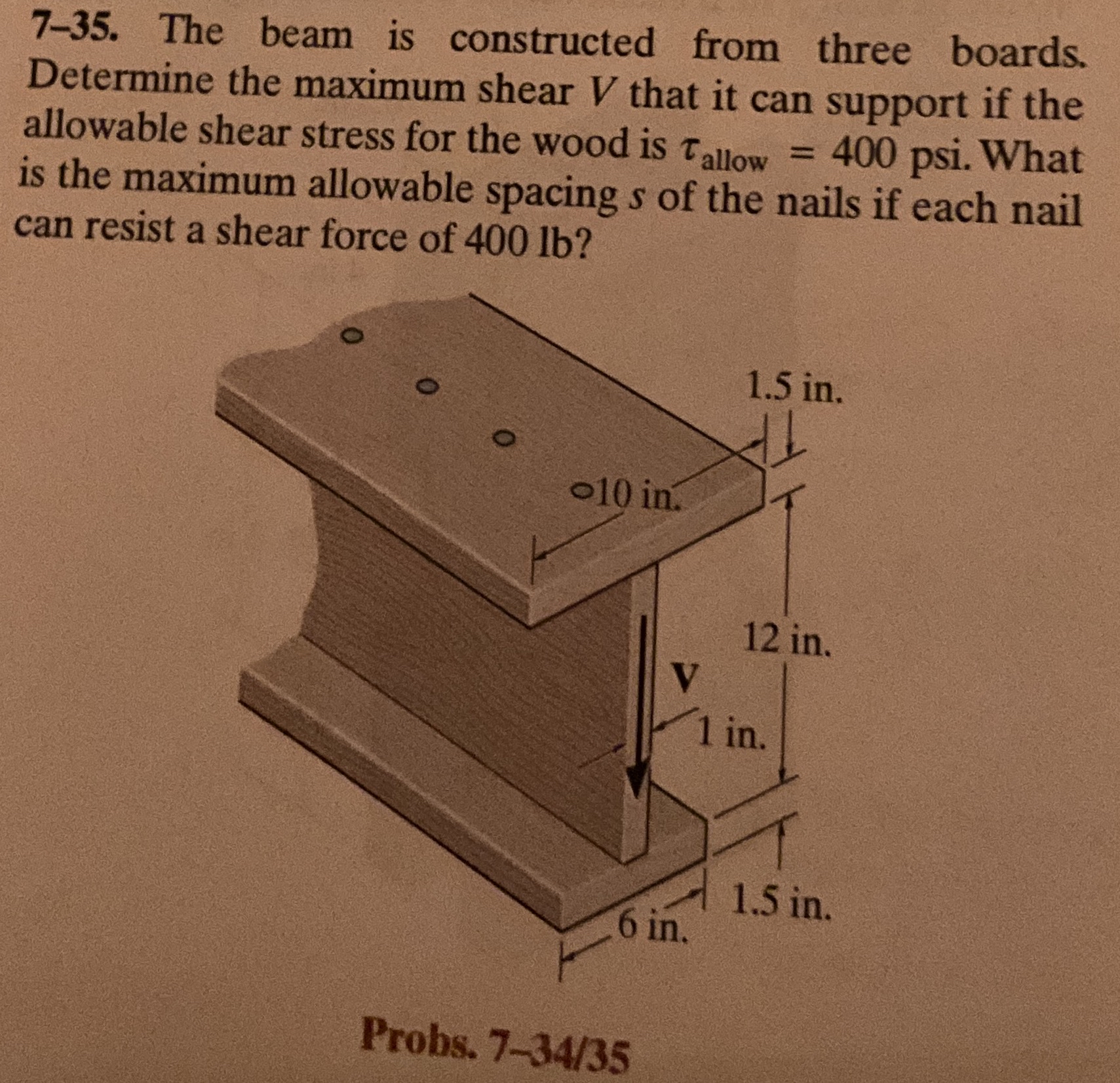 7 - 3 5 . The beam is constructed from three