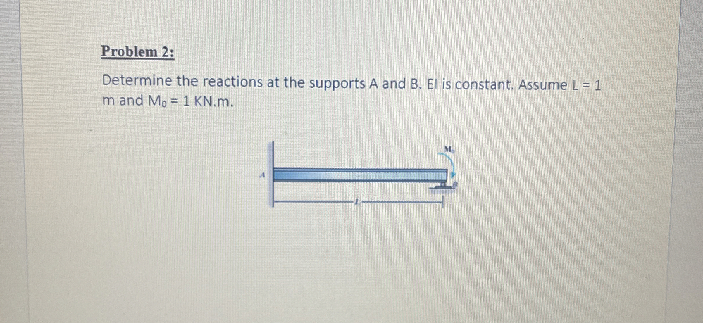 Problem 2 : Determine the reactions at the