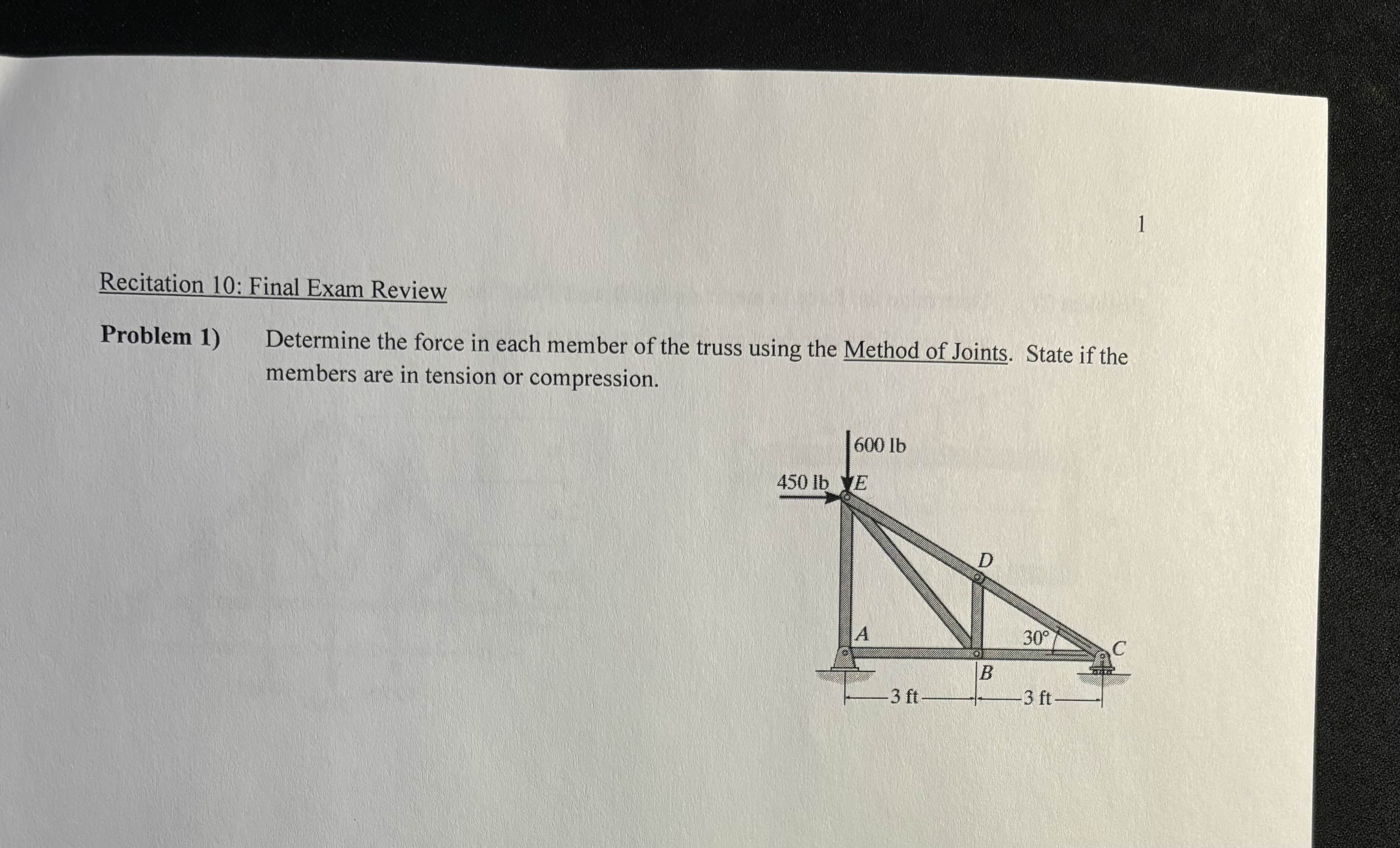 Recitation 1 0 : Final Exam Review Problem 1 )
