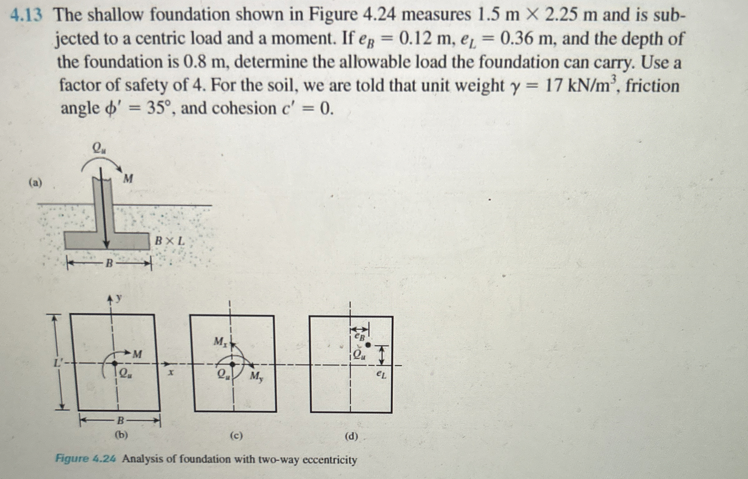 4 . 1 3 The shallow foundation shown in Figure 4