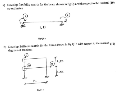 a ) Develop flexibilty matrix for the beam shown