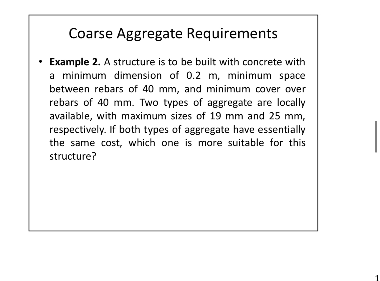 Coarse Aggregate Requirements Example 2 . A