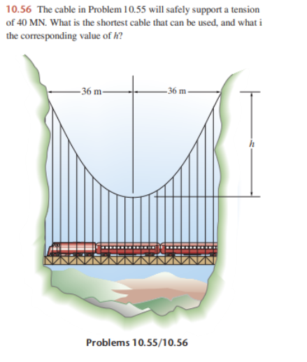 1 0 . 5 6 The cable in Problem 1 0 . 5 5 will