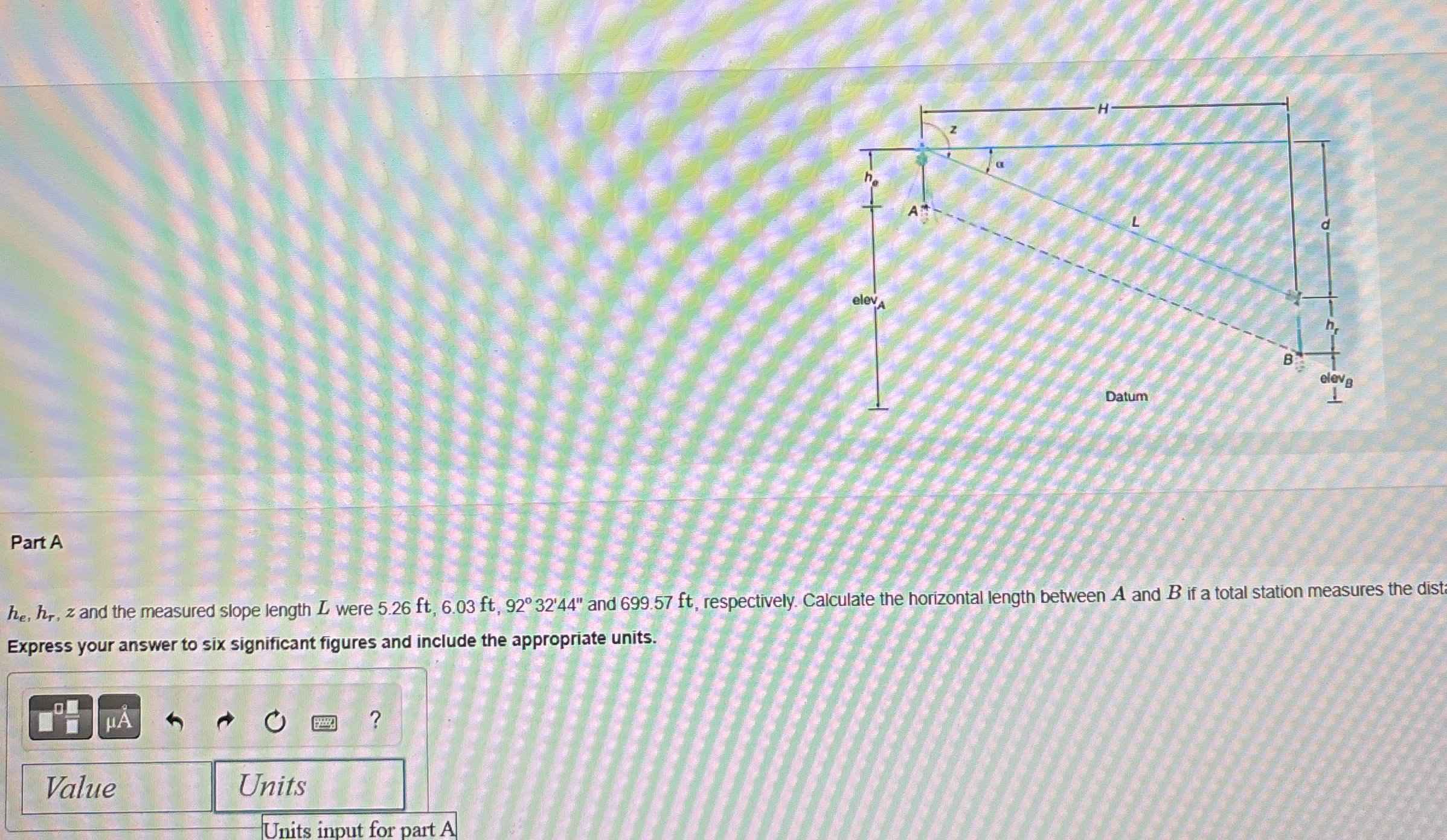 Part A h e , h r , z and the measured slope