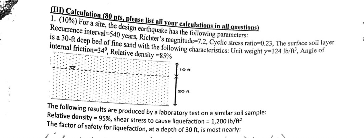 III ) Calculation ( 8 0 pts , please list all
