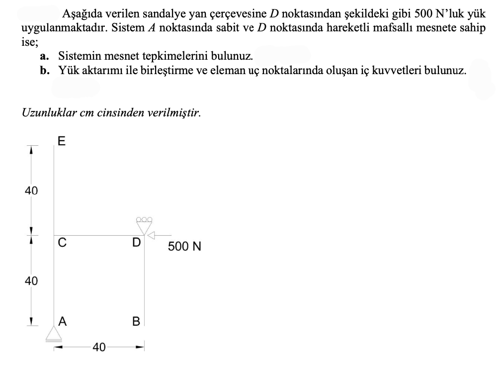 A a da verilen sandalye yan er evesine \ ( D \ )