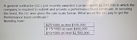 A general contractor ( GC ) just recently awarded