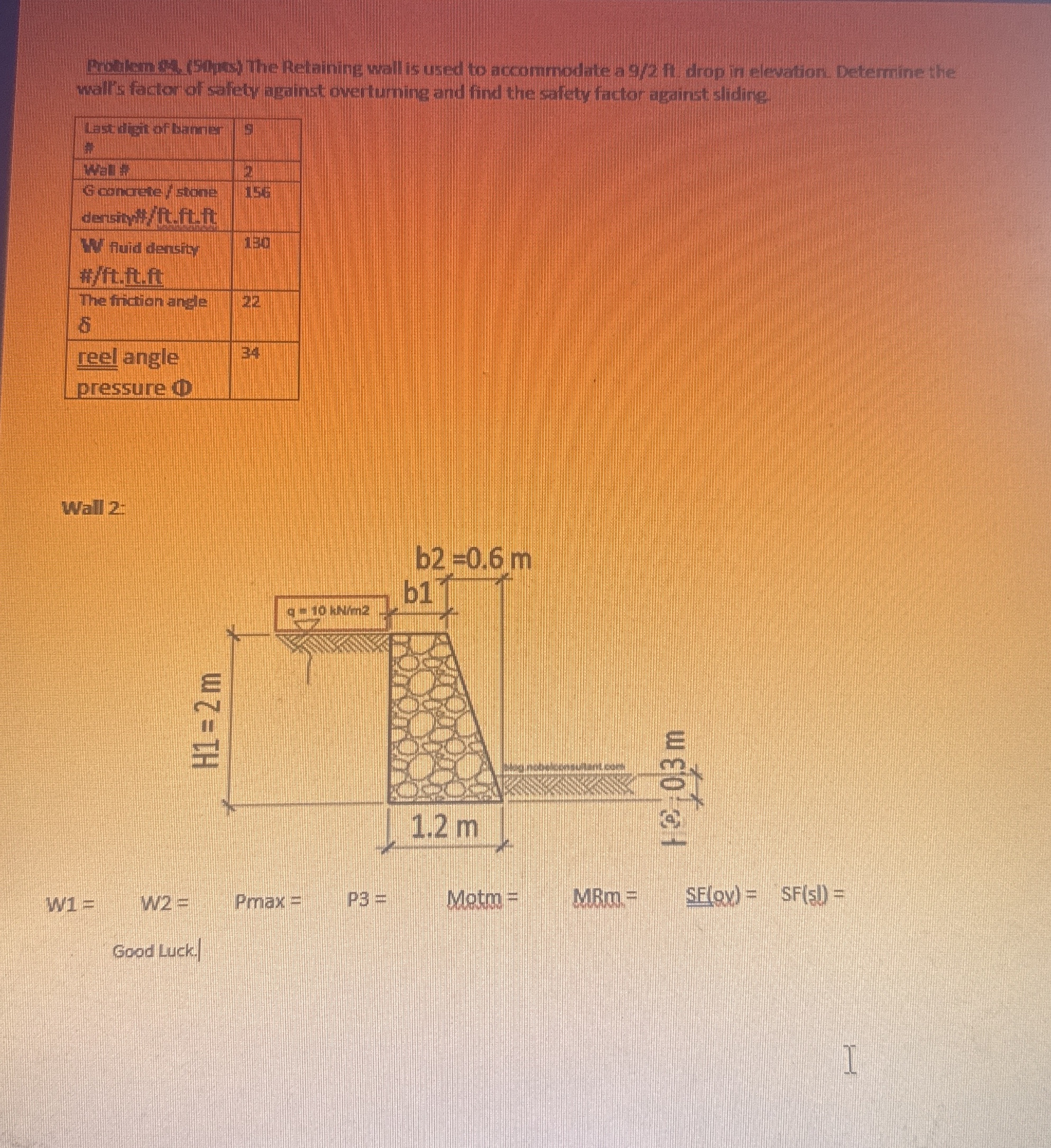 The retaining wall is used to accomodate a 9 / 2