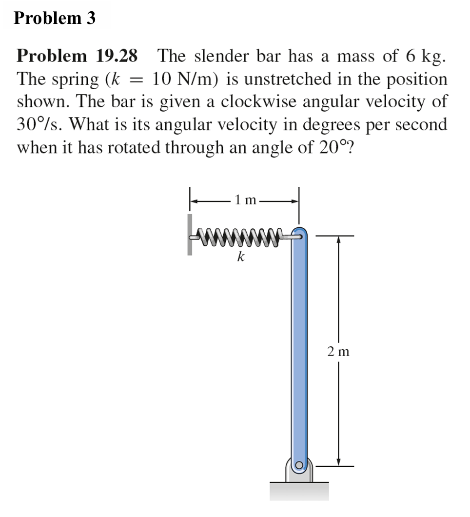 Problem 3 Problem 1 9 . 2 8 The slender bar has a