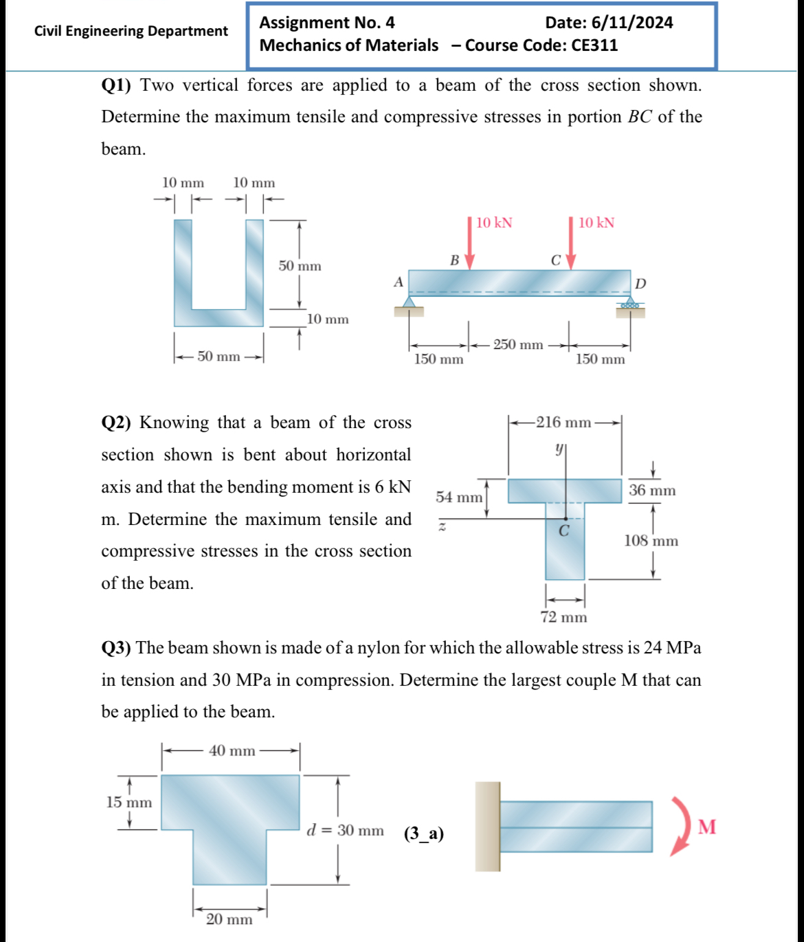 Civil Engineering Department Assignment No . 4