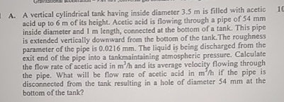 A . A vertical cylindrical tank having inside
