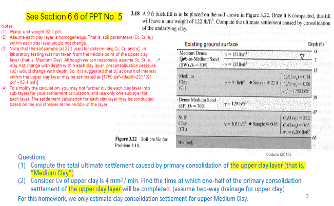 Questions: Figure 3 . 2 2 Soil profile for