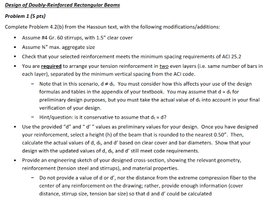 Design of Doubly - Reinforced Rectangular Beams