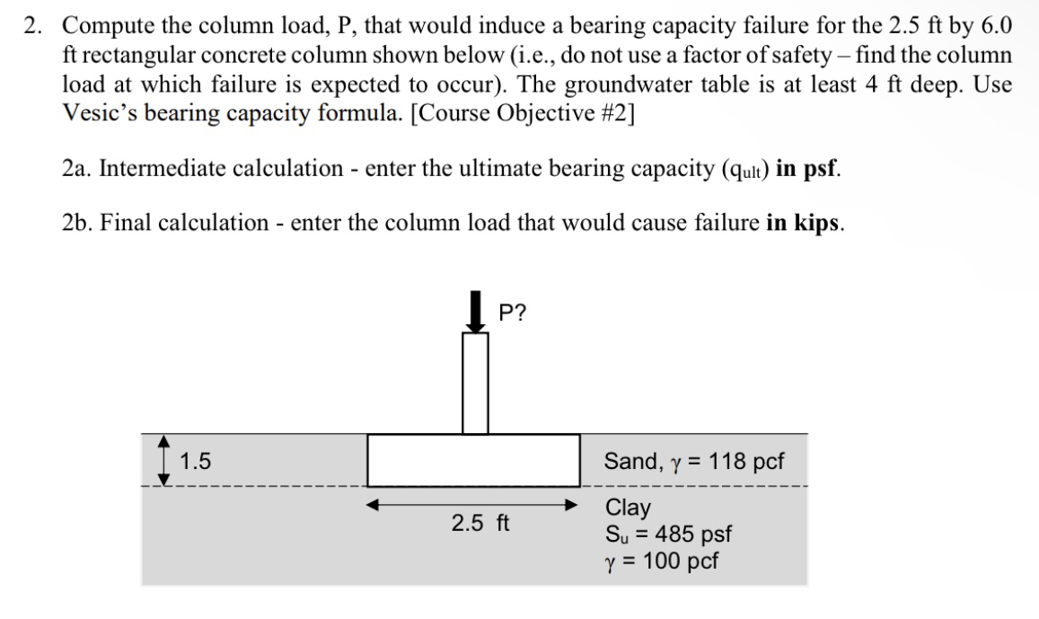 Compute the column load, P , that would induce a