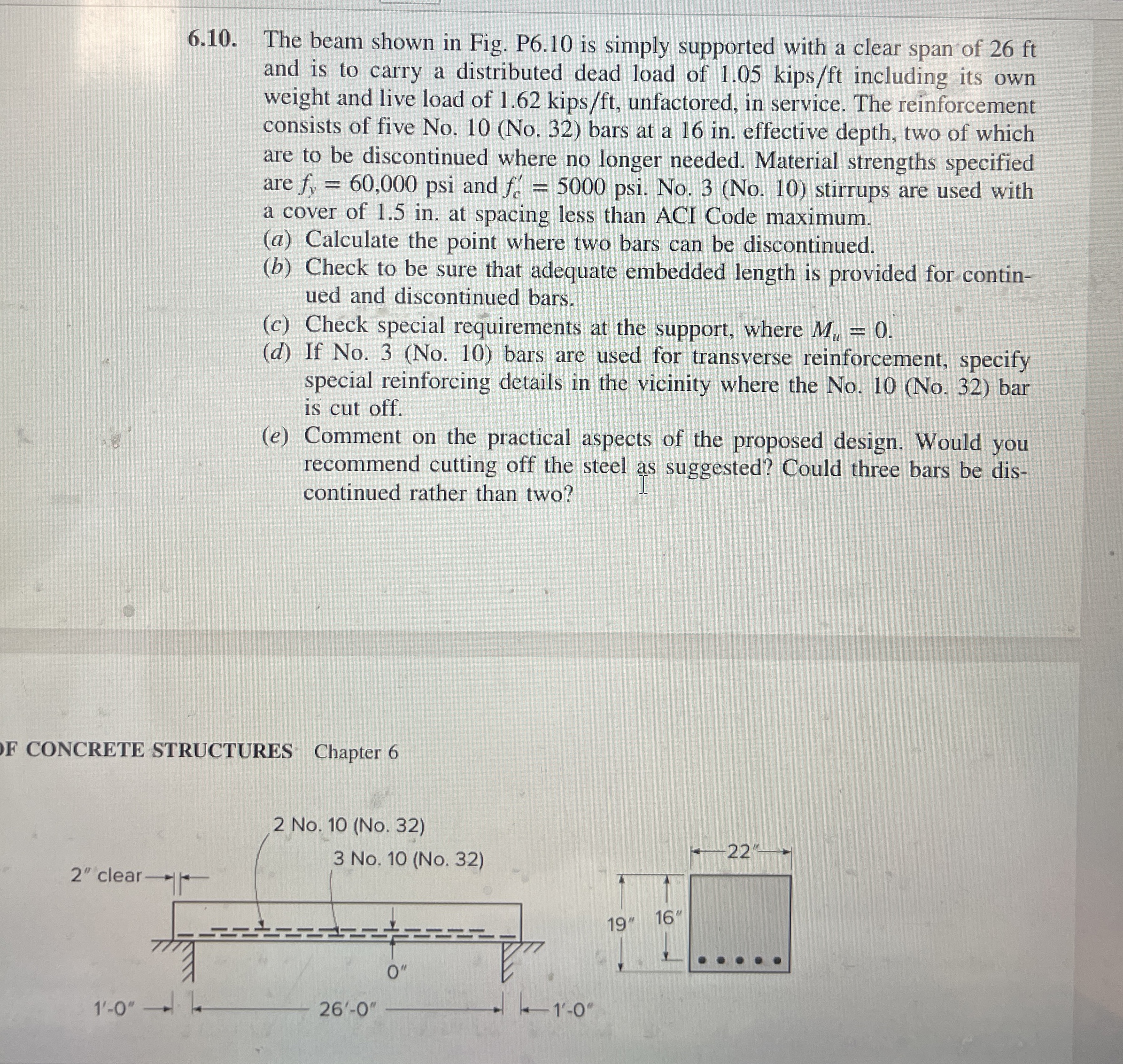 6 . 1 0 . The beam shown in Fig. P 6 . 1 0 is
