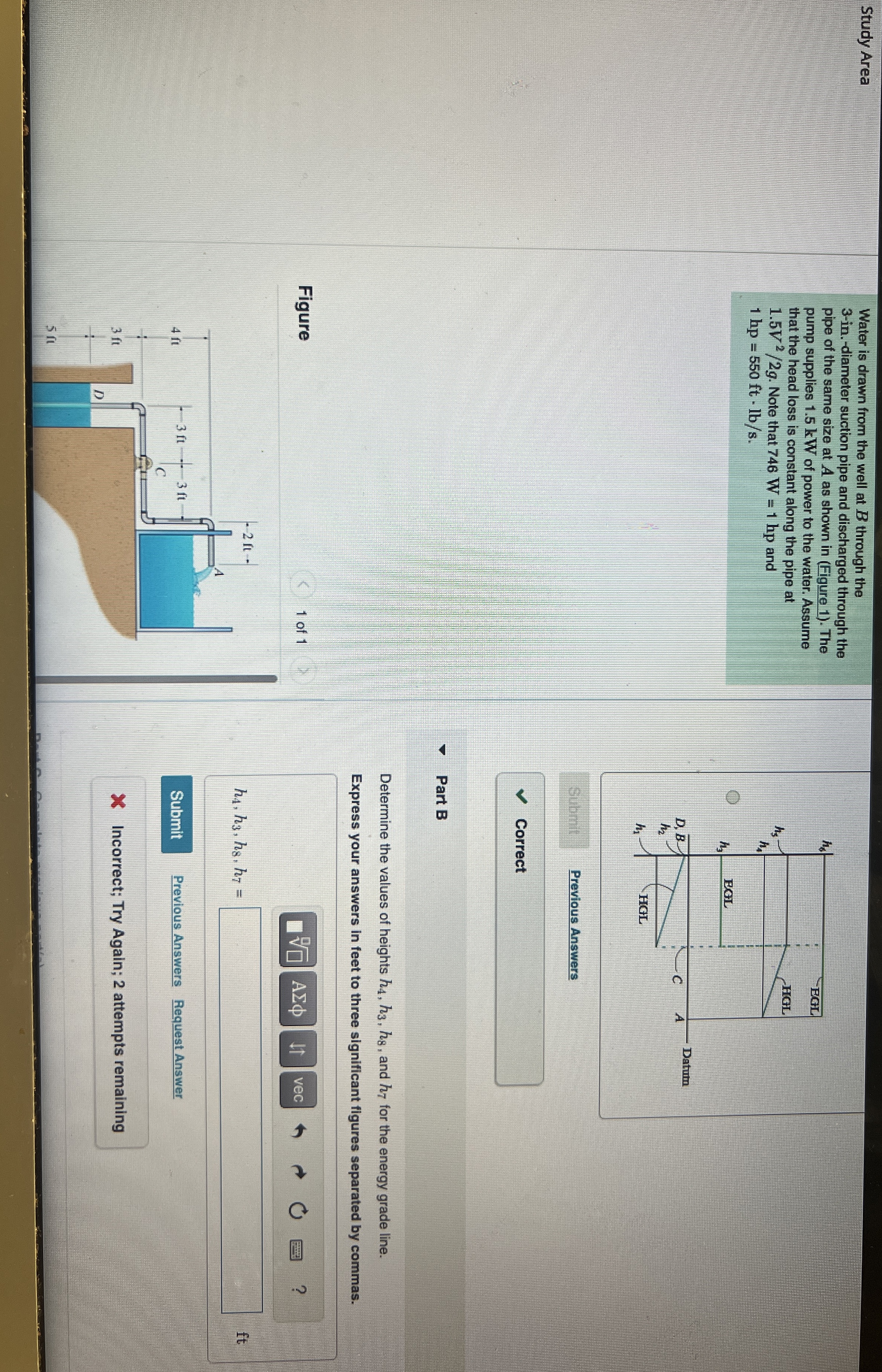 Study Area Water is drawn from the well at B