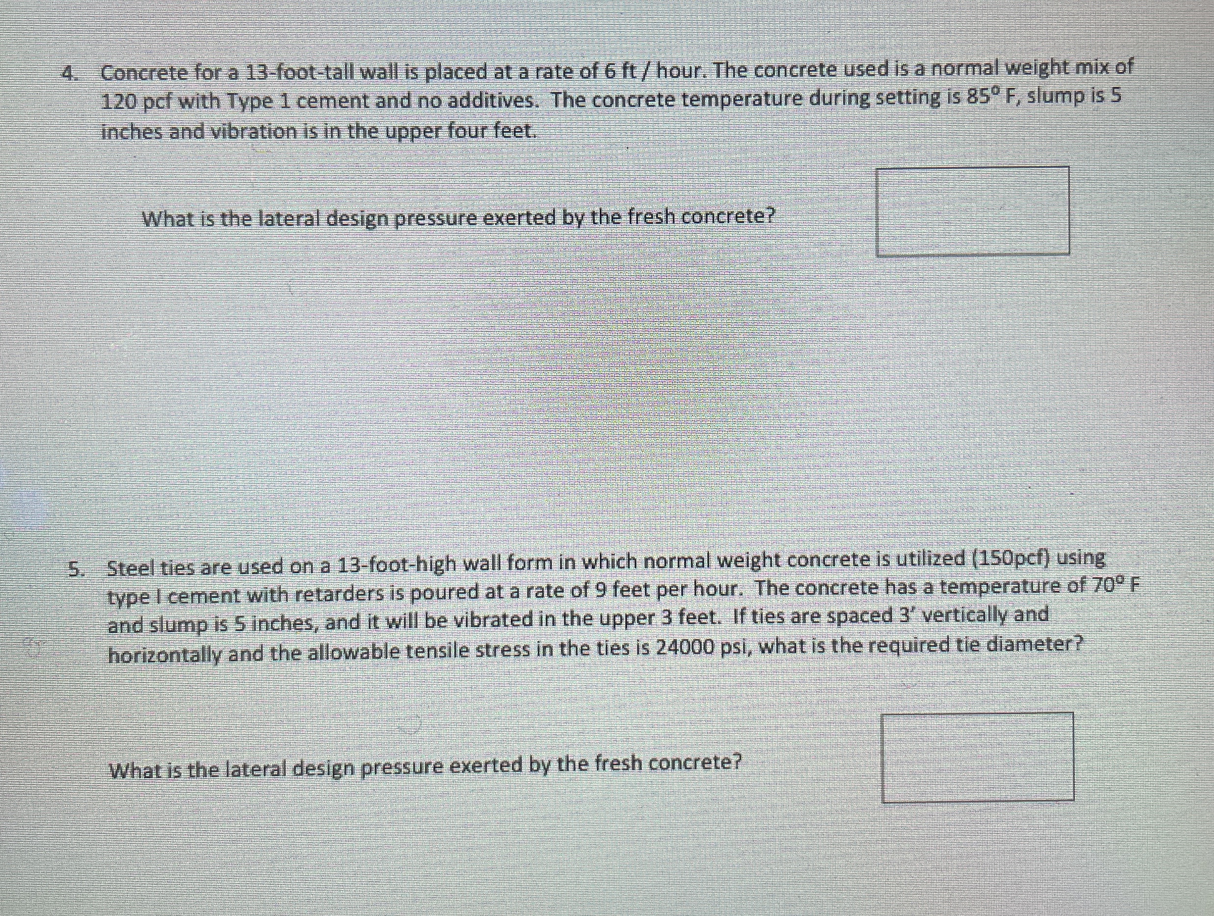 Concrete for a 1 3 - foot - tall wall is placed