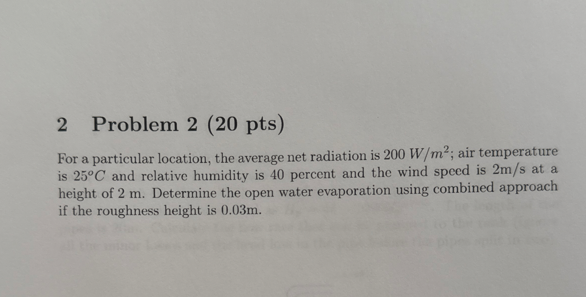 2 Problem 2 ( 2 0 pts ) For a particular