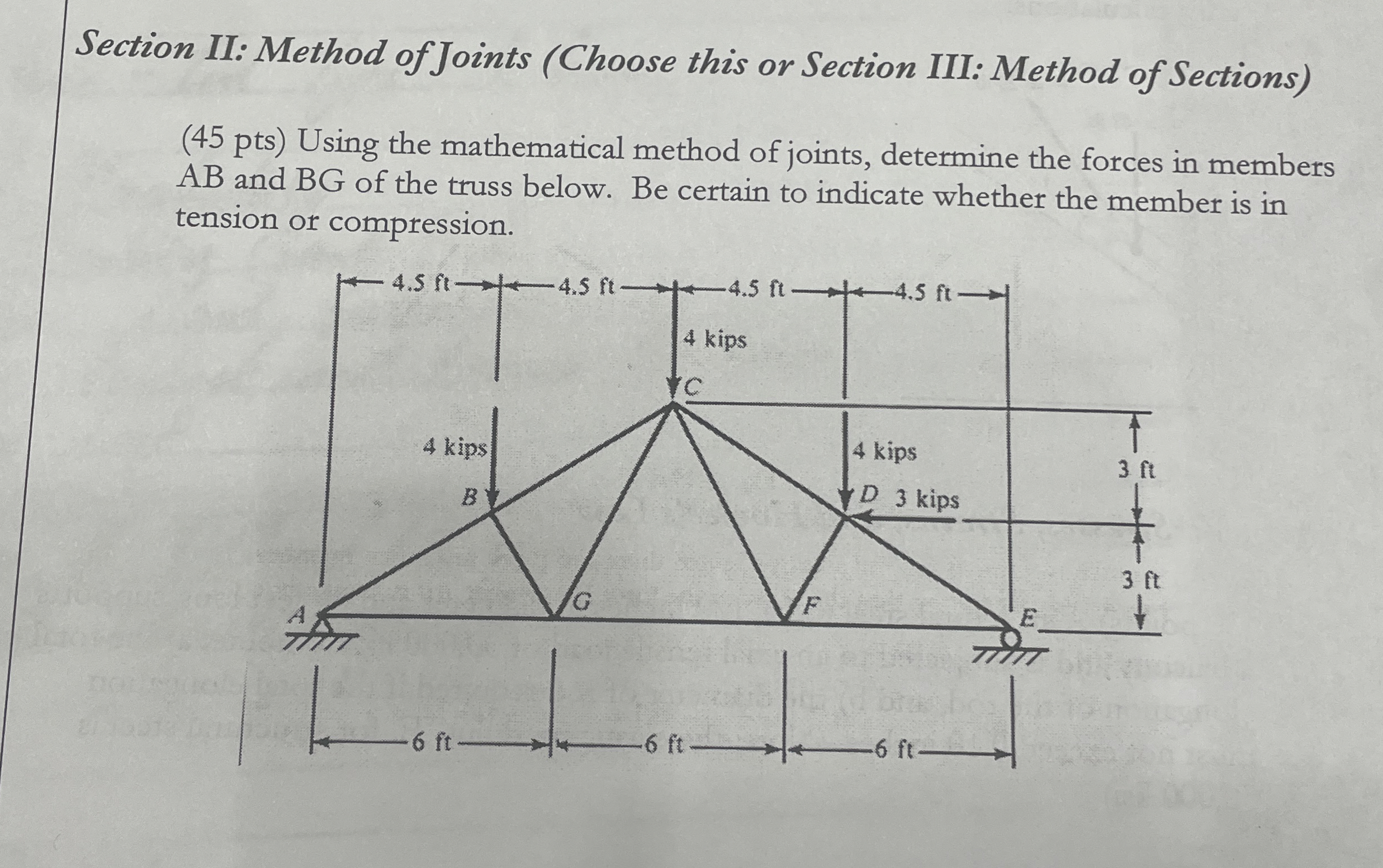 Section II: Method ofJoints ( Choose this or