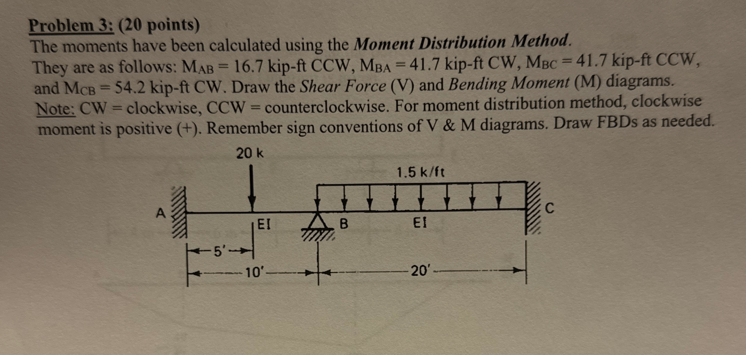 Problem 3 : ( 2 0 points ) The moments have been