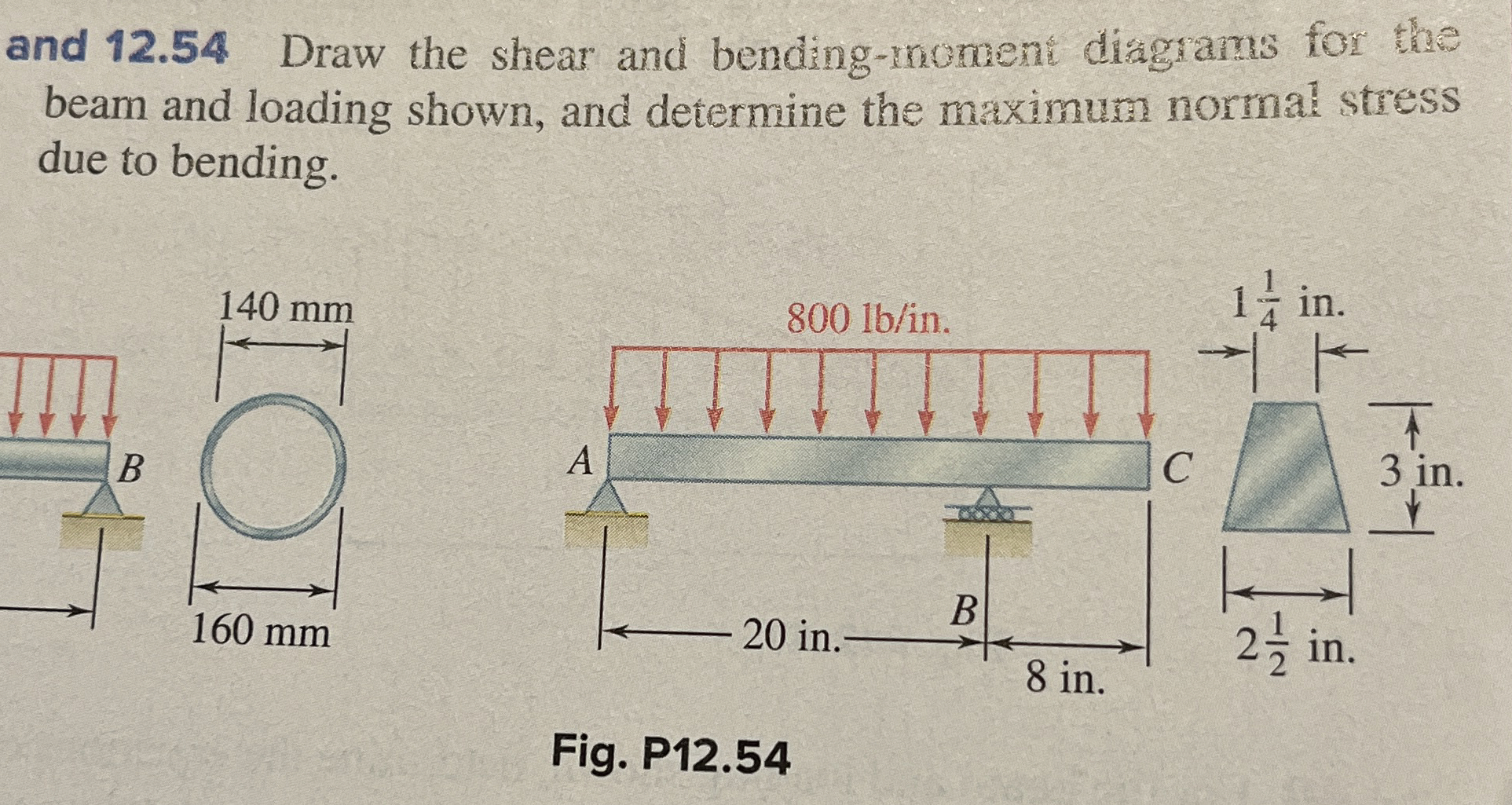 1 2 . 5 4 Draw the shear and bending - moment