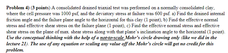 Problem 4 ) ( 3 points ) A consolidated drained