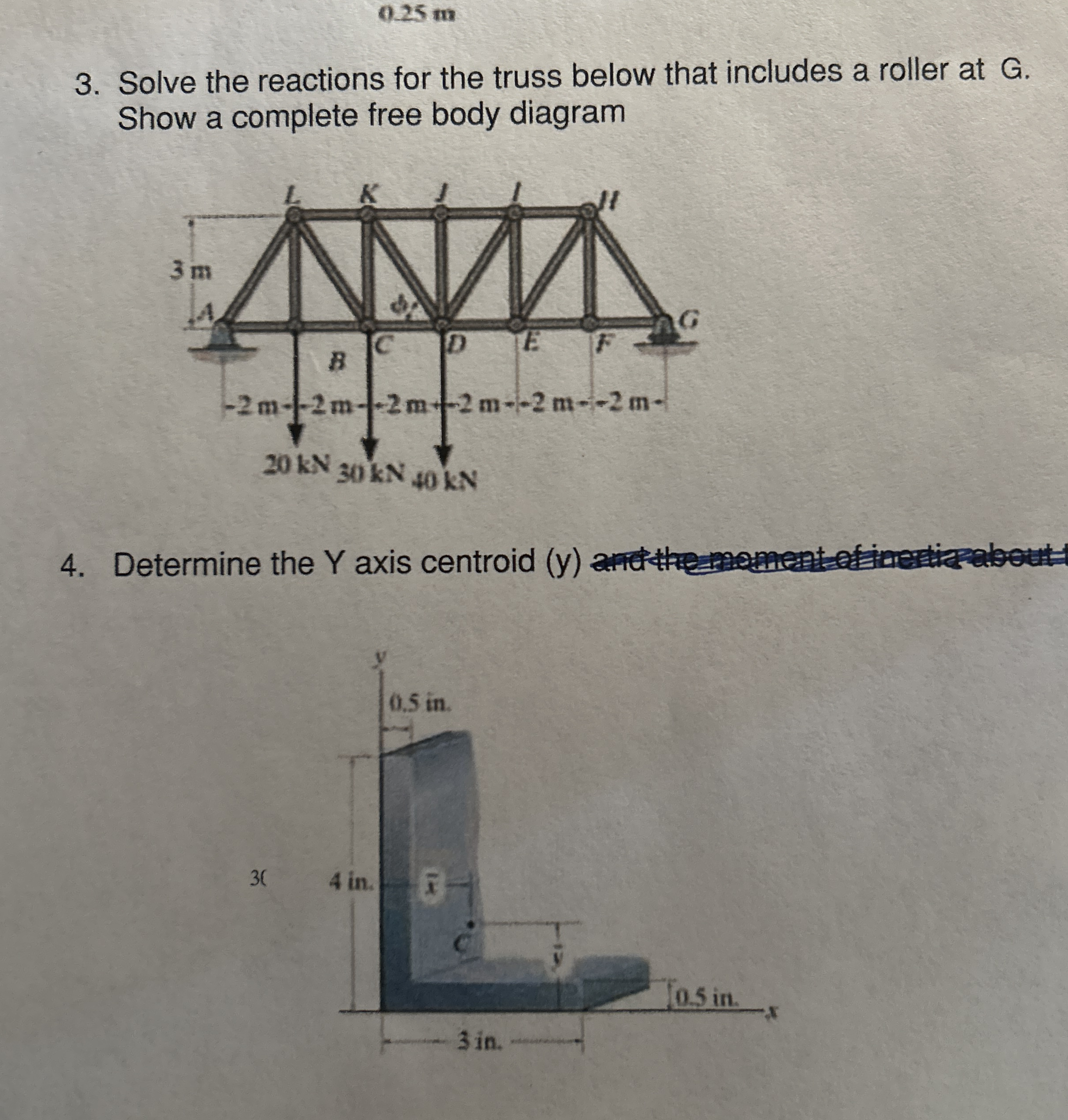 0 . 2 5 m Solve the reactions for the truss below
