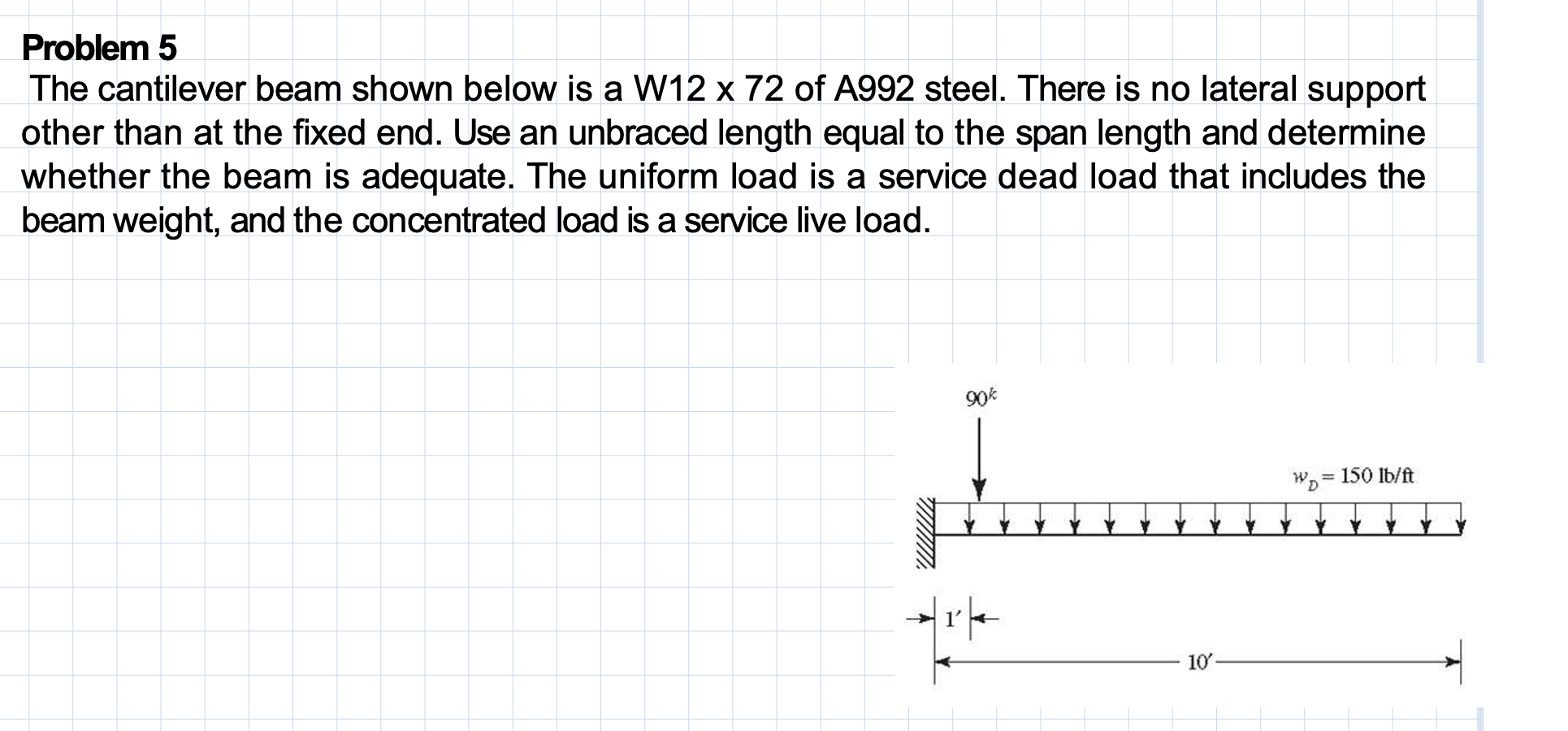 Problem 5 The cantilever beam shown below is a W