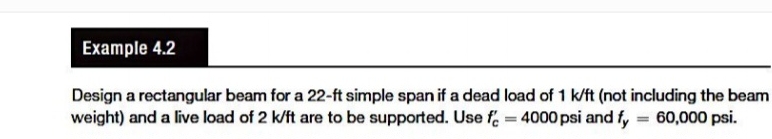 Design a rectangular beam for a 2 2 - ft simple