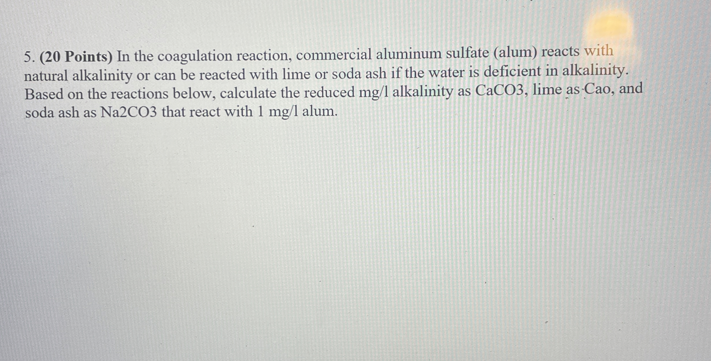 ( 2 0 Points ) In the coagulation reaction,