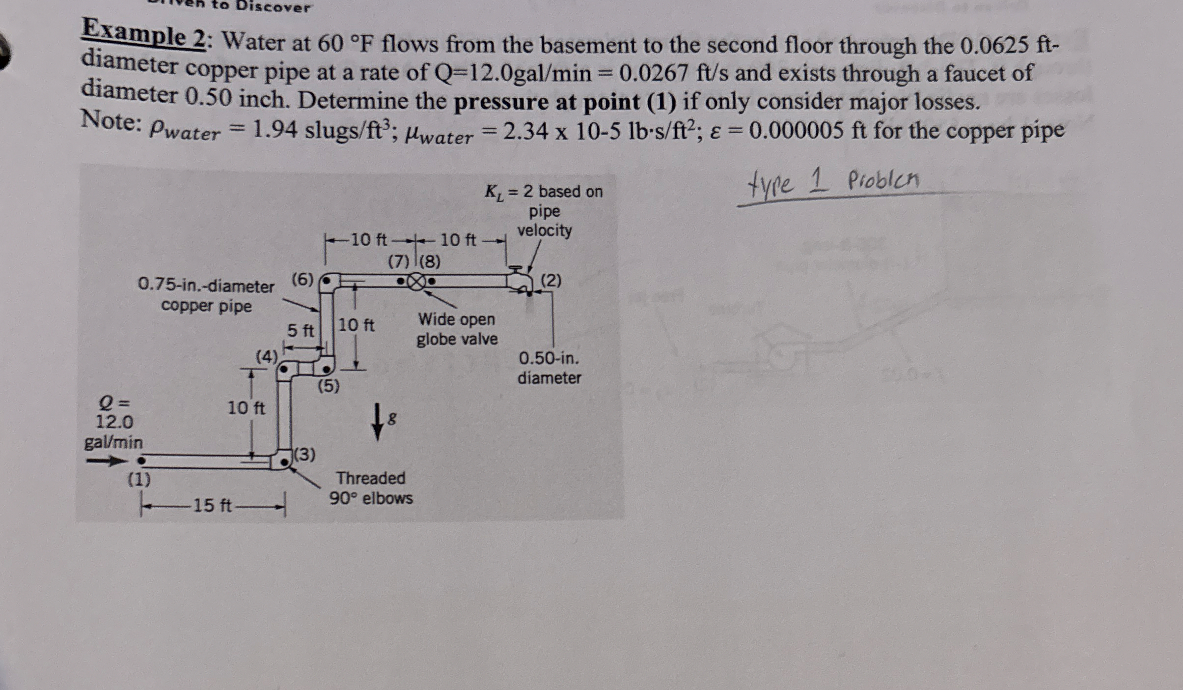 Example 2 : Water at 6 0 F flows from the