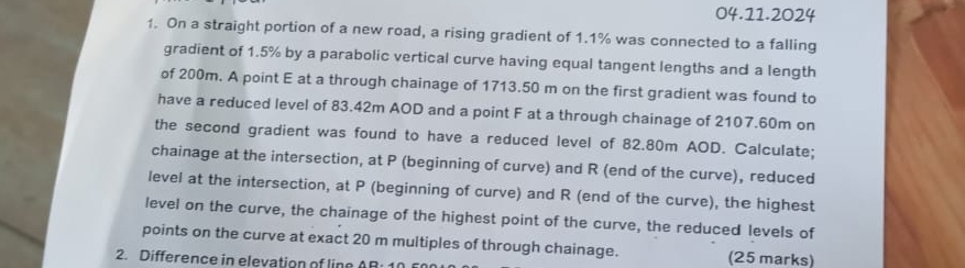 0 4 . 1 1 . 2 0 2 4 On a straight portion of a