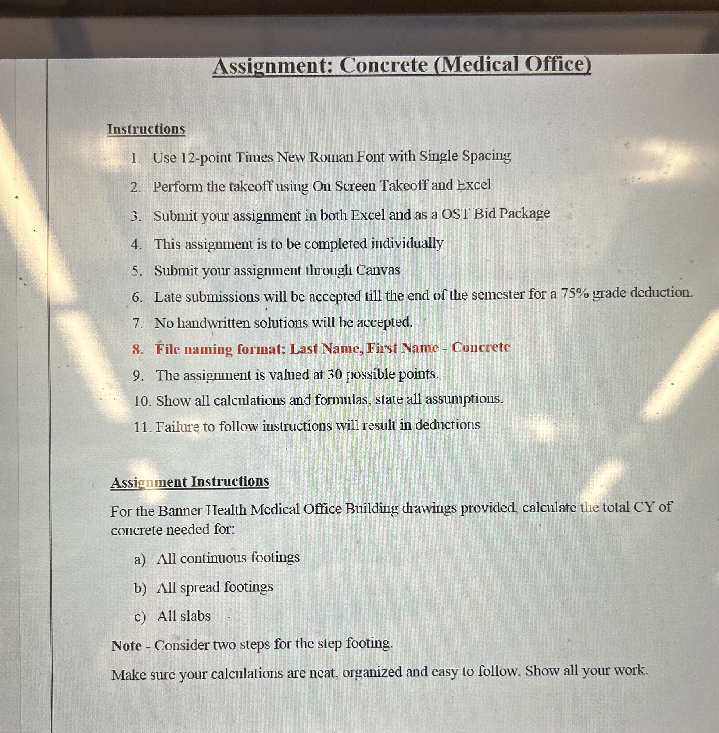 Assignment: Concrete ( Medical Office )