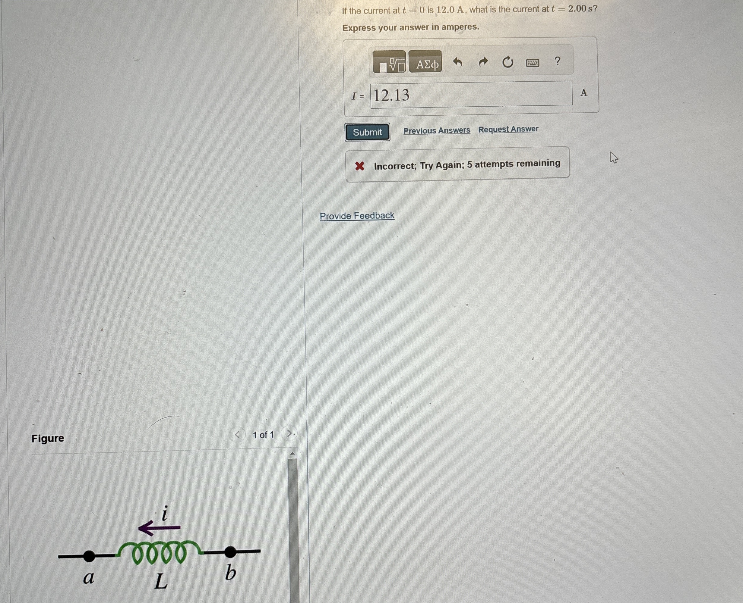 The inductor show in the image has inductance 0 .