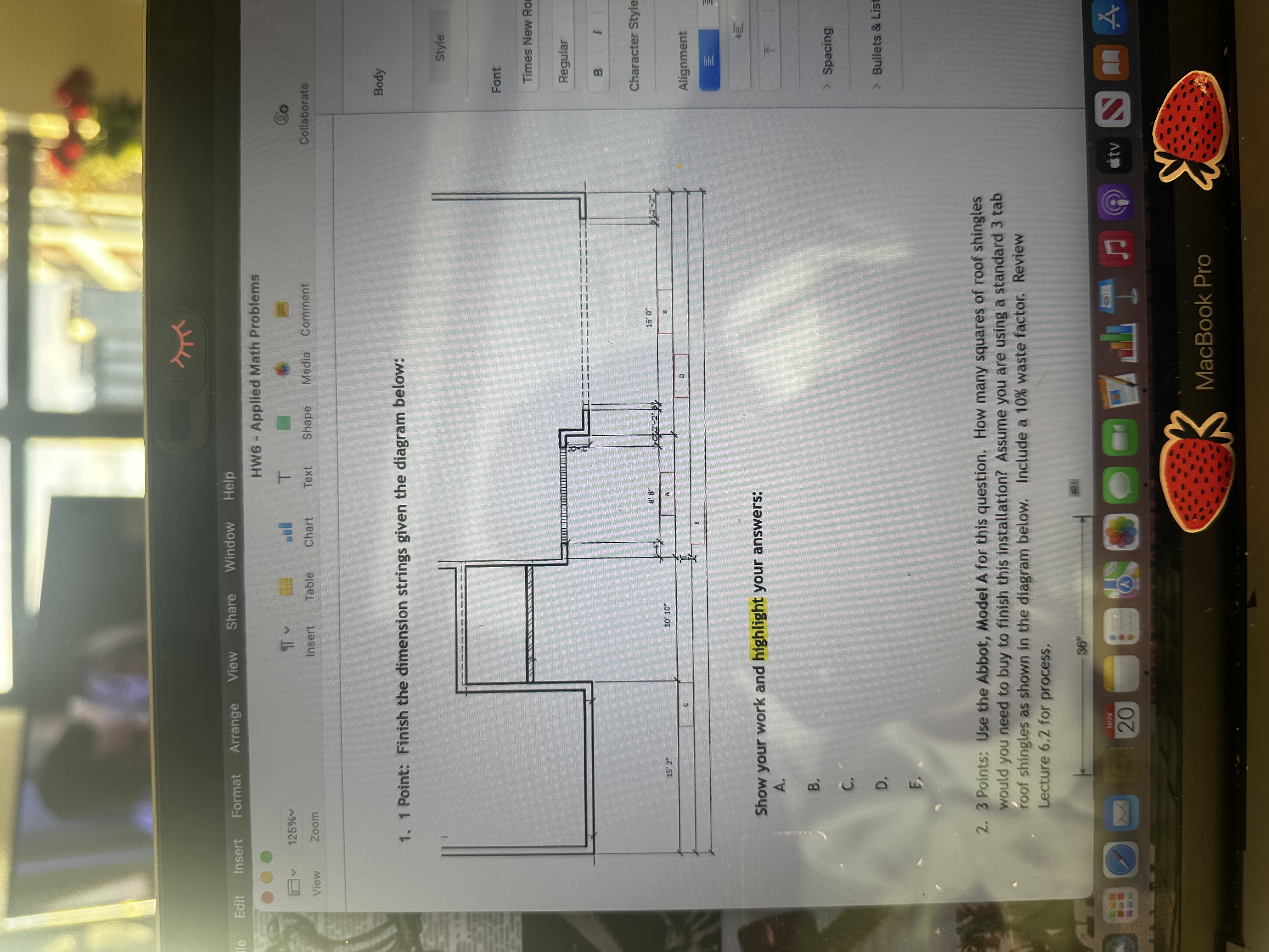1 2 5 % View Zoom Insert Table all HW 6 - Applied