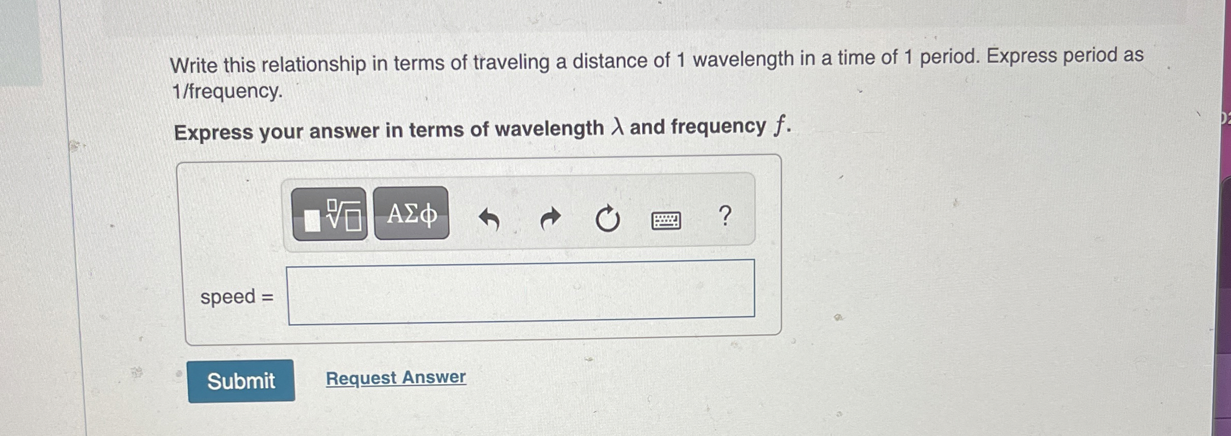 Write this relationship in terms of traveling a