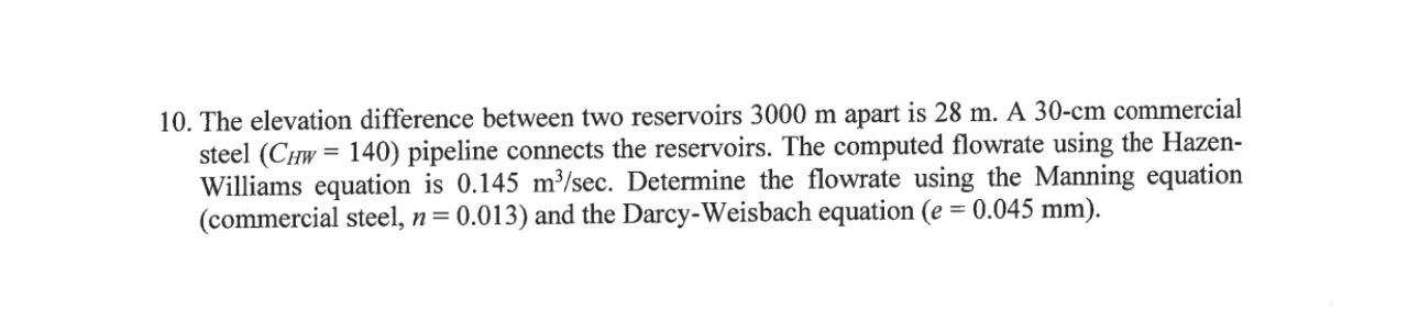 The elevation difference between two reservoirs 3