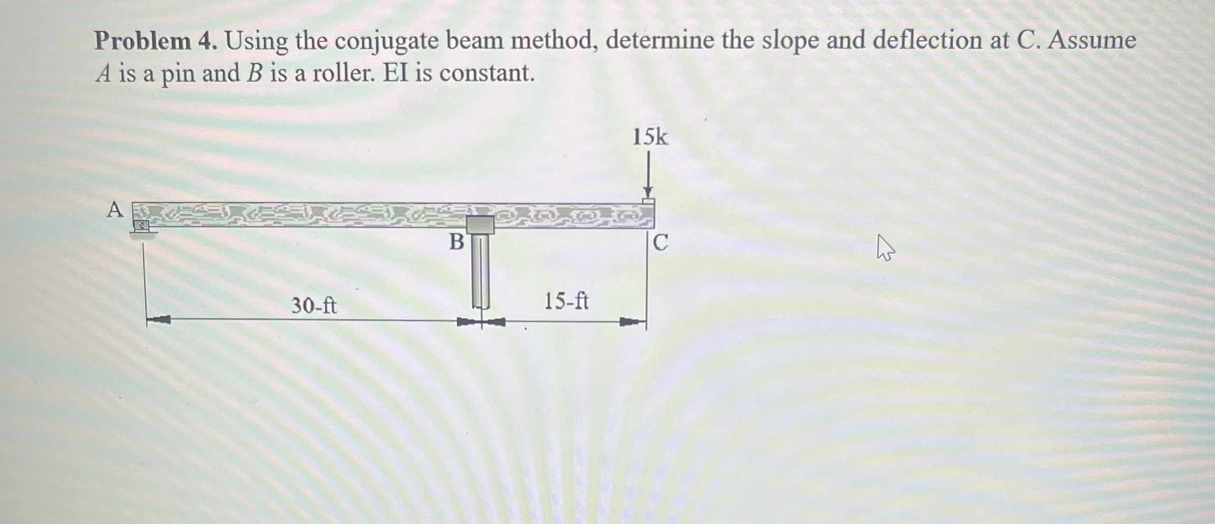 Problem 4 . Using the conjugate beam method,