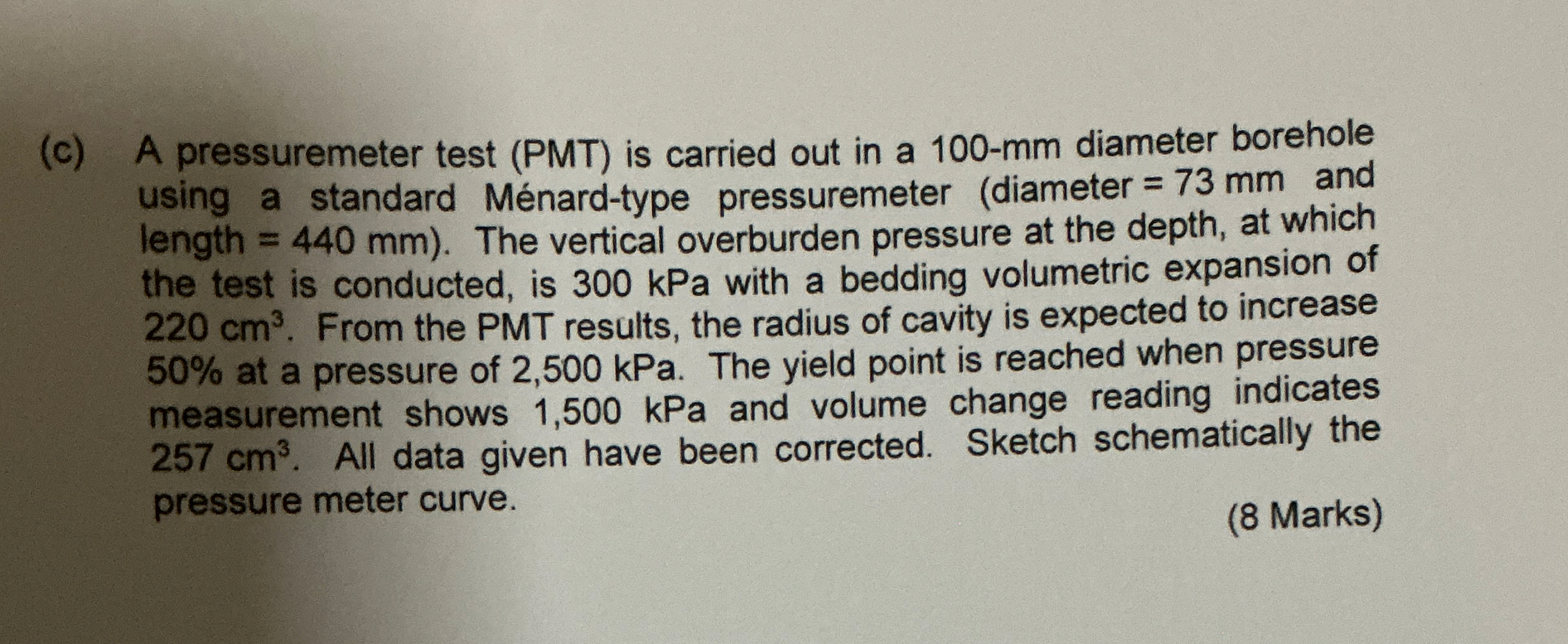 ( c ) A pressuremeter test ( PMT ) is carried out