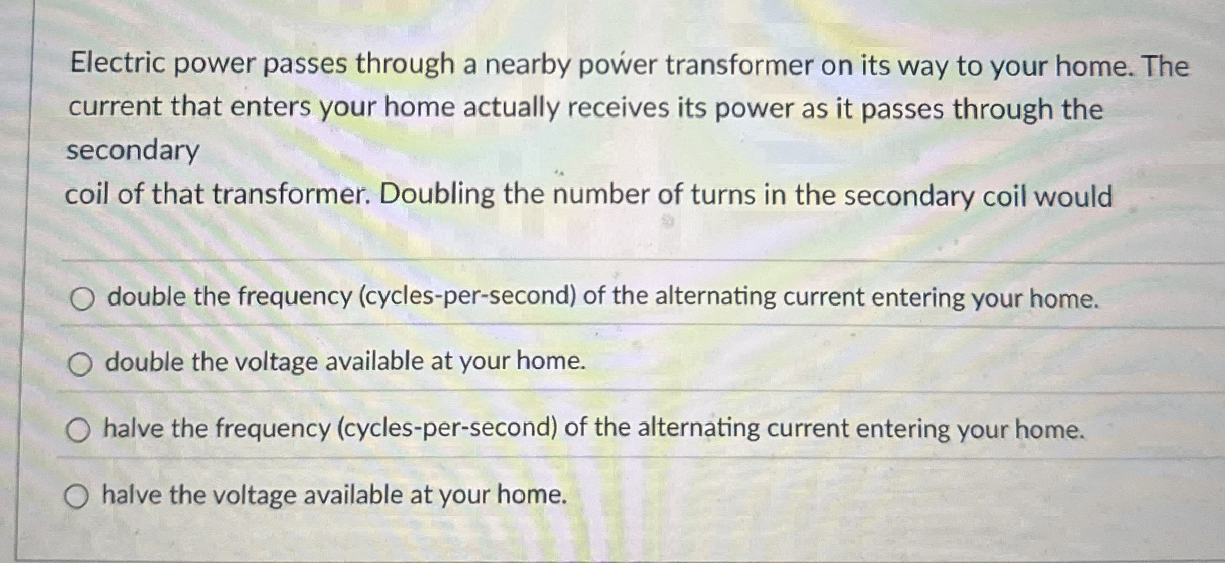Electric power passes through a nearby power