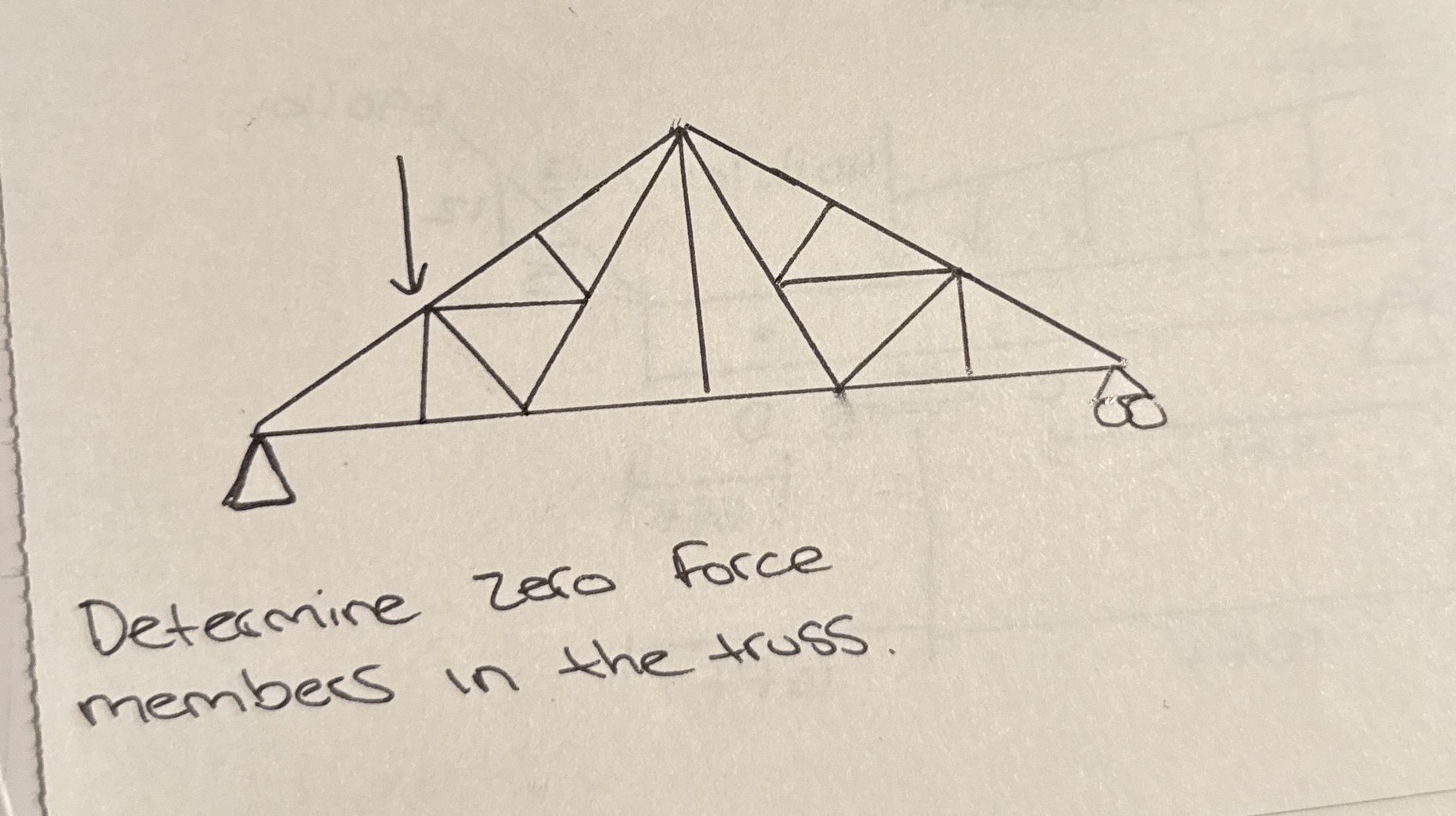 Determine zero force members in the truss.