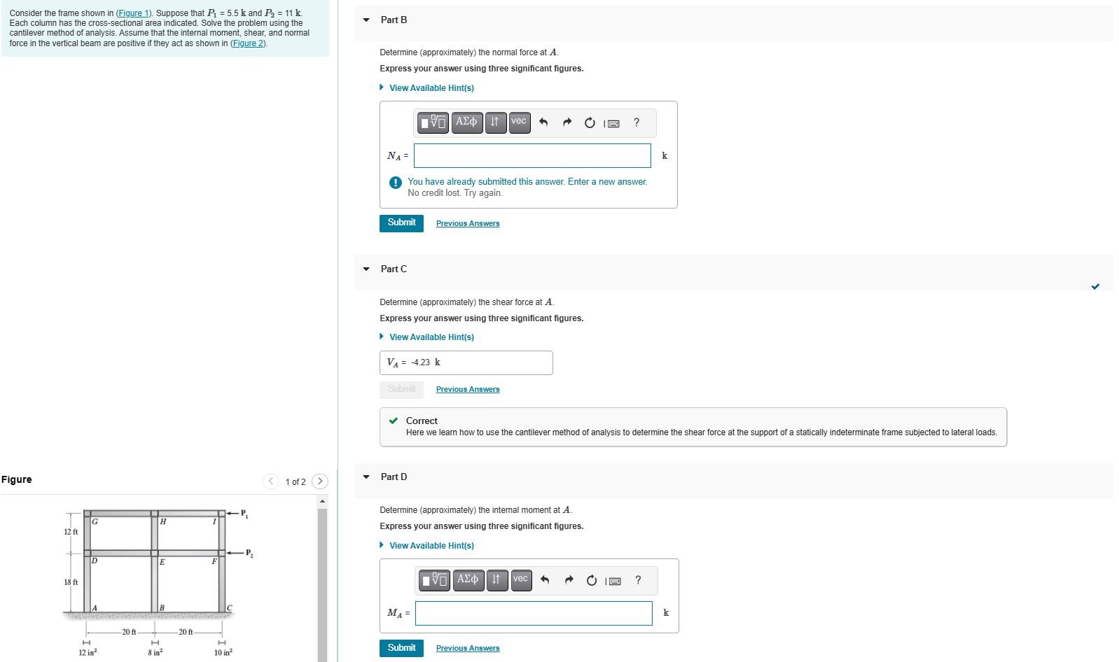 Consider the frame shown in ( Figure 1 ) .