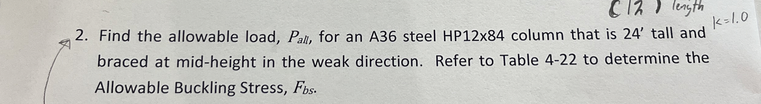 Find the allowable load, P a l l , , for an A 3 6