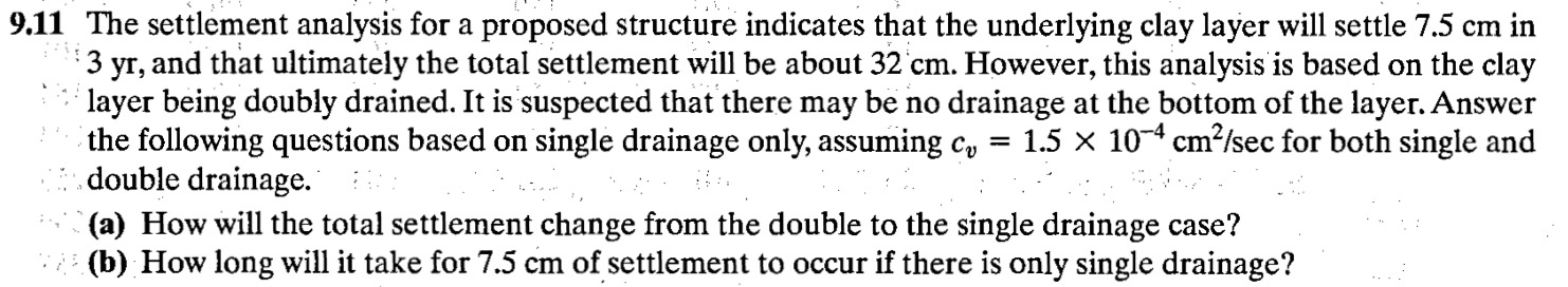 9 . 1 1 The settlement analysis for a proposed