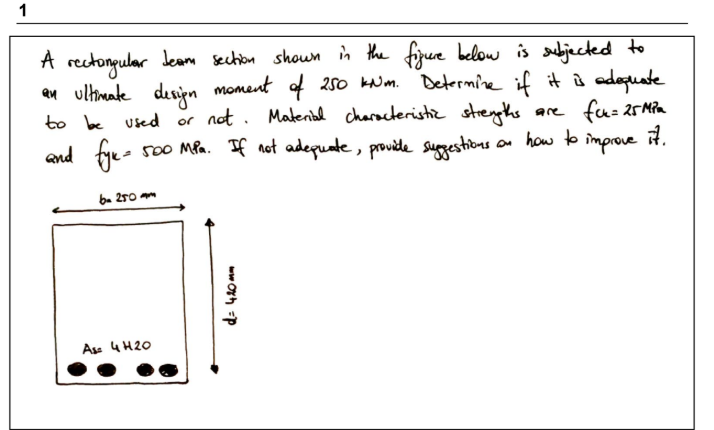 A rectongular beam section shown in the figure