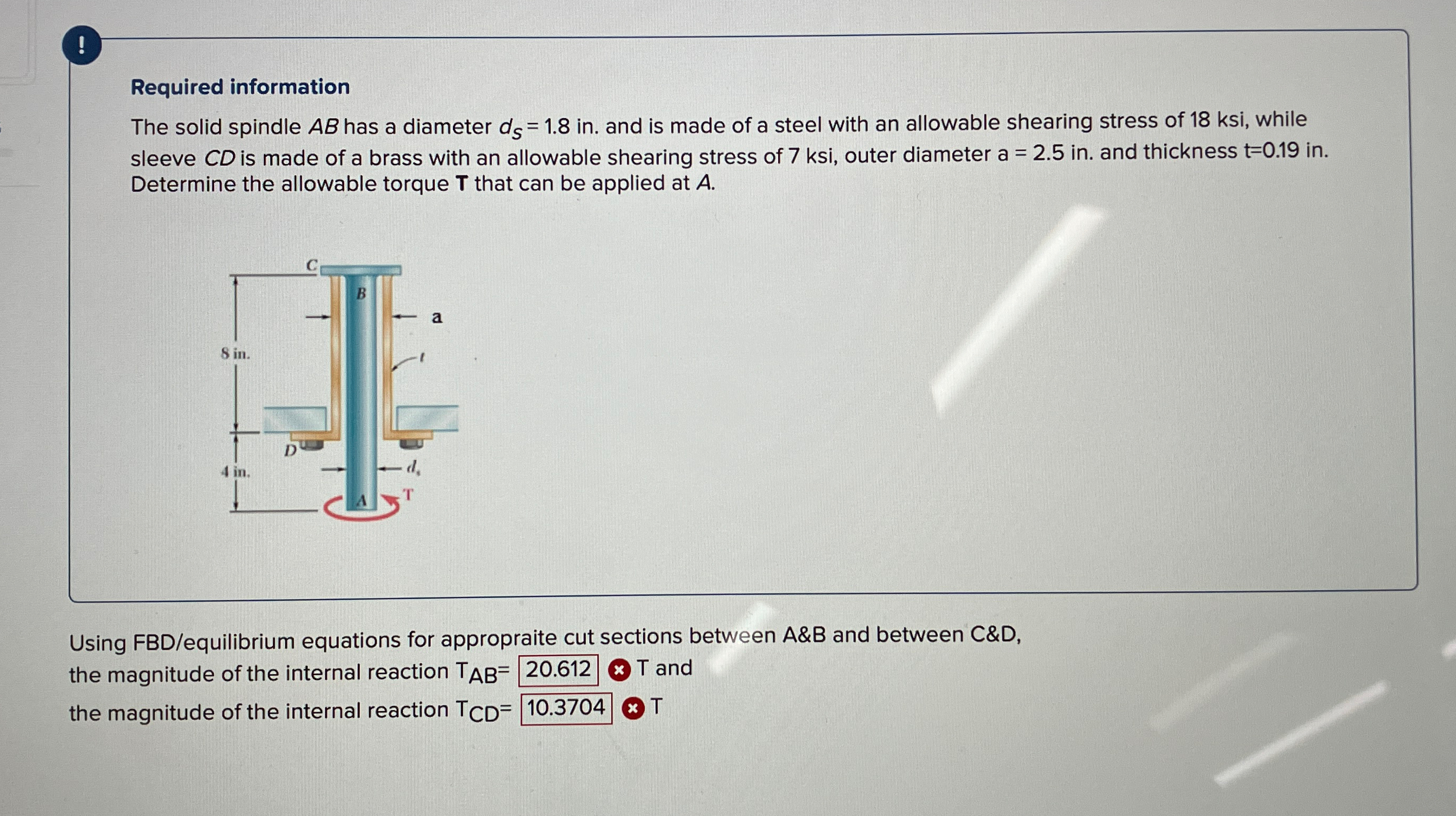 ! Required information The solid spindle A B has