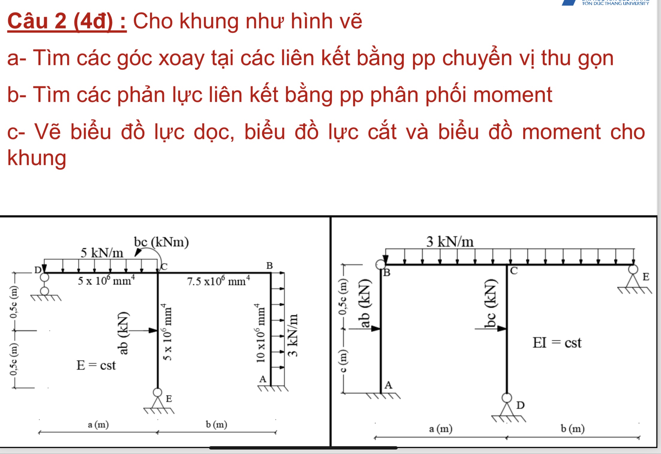 C u 2 ( 4 ) : Cho khung nhu h nh v a - T m c c g